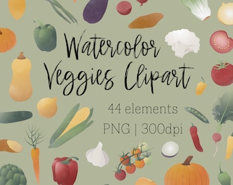Watercolor Vegetable Clipart | Watercolor Gardening Clipart | Instant Download | Vegetable PNG | Gardening PNG | Watercolor Clipart