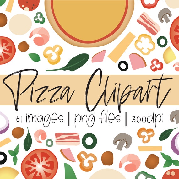 Pizza Toppings Clipart Pizza Clipart Bundle Instant | Etsy