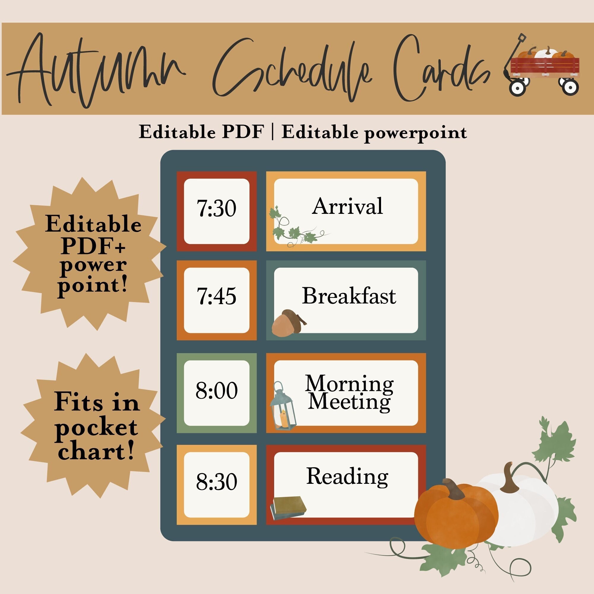 daily-schedule-cards-autumn-classroom-schedule-fall-schedule-printable-schedule-pocket-chart-homeschool-editable-schedule-cards-etsy