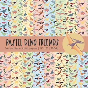 dinosaur digital paper pack | dino paper | cute dinosaur paper | instant download | scrapbook paper | 12x12 high resolution | dino patterns