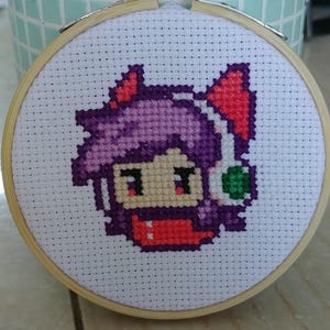 Arcade Ahri Icon Cross Stitch Pattern - League of Legends Inspired | PDF Pattern for Instant Download