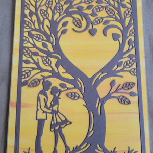 Handmade Sunset Couple Card: Multi-Layered Love Card
