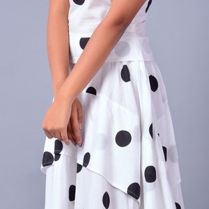 POLKA DOT DRESS Hand Block Printed Organic Sustainable Fashion Summer Dress Long Dress White and Black Polka Dress image 3