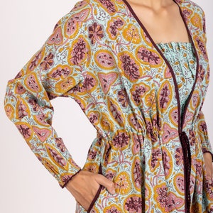 Isla Sleepwear and Loungewear Hand printed Floral print Crop top High Waist Pajama Cotton Robe image 5