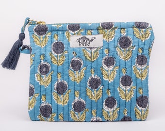 Quilted Pouch - Stylish and Versatile | 100% Cotton | Shop Now | TEAL COLOR