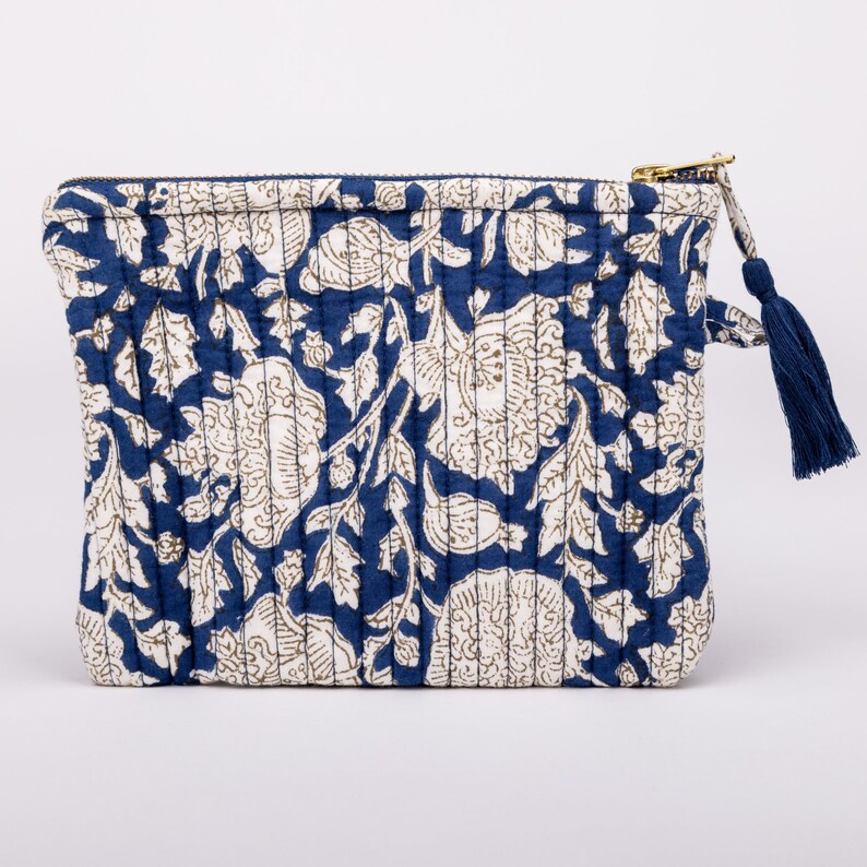 Beige - Handmade Quilted Cotton Utility Pouch 07
