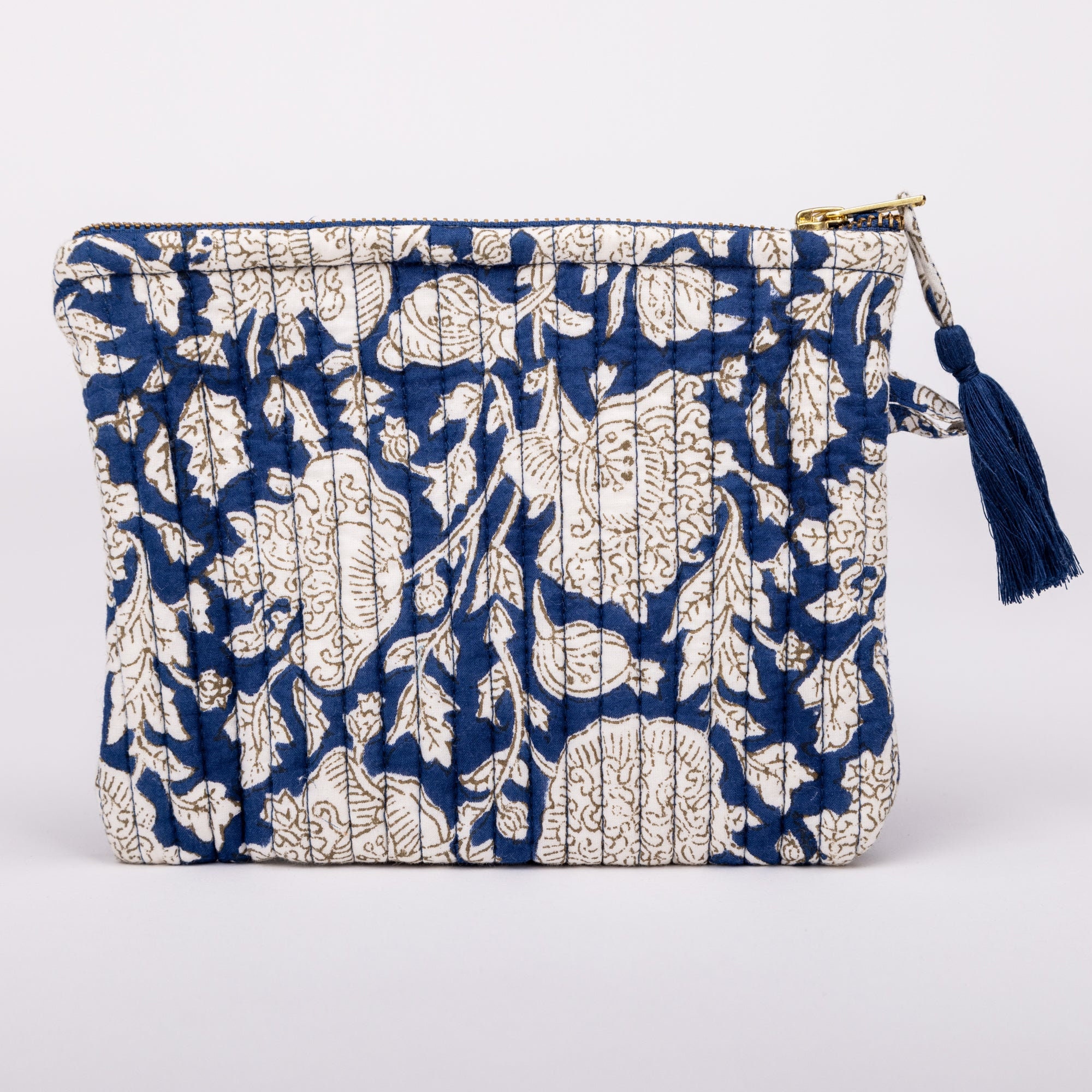 Blue - Handmade Quilted Cotton Utility Pouch 53