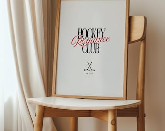 Hockey Romance Club Digital Art Print | Bookish Aesthetic, Sports Romance Wall Art, Coquette Hockey Decor