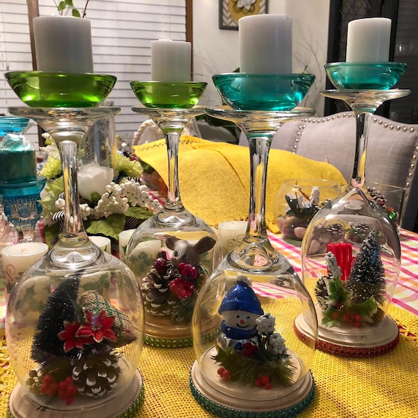 Wine Glass Candles Etsy