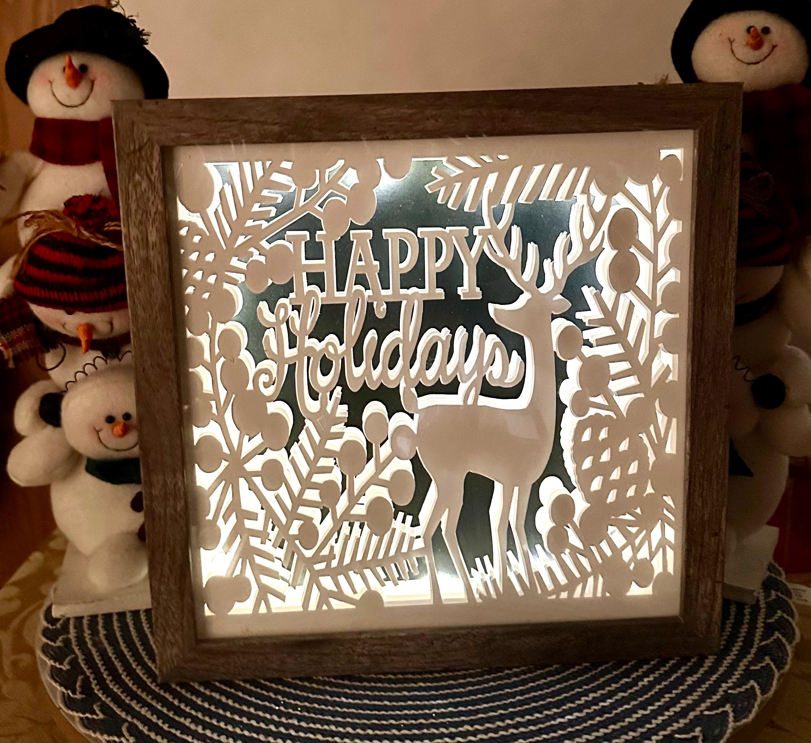 Deer Scene "Happy Holidays" 3D Shadow Box