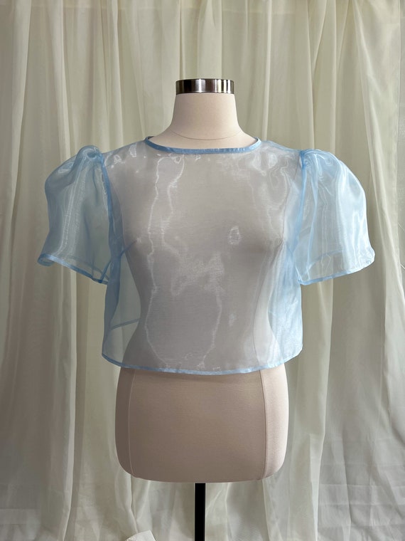 Puff Sleeve Sheer Top. Handmade. XL. - Etsy
