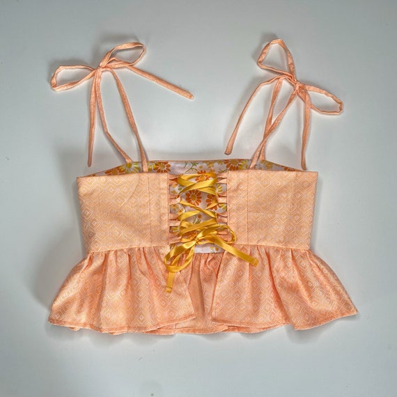 Buy Babydoll Corset Crop Top. Orange. XS. SM. Online in India - Etsy