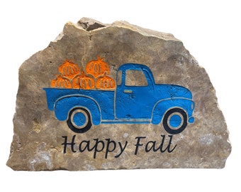 Happy Fall Decoration, Pumpkins in a Truck, Vintage Fall Decor, Fall Gift for Her, Fall Theme Party Decor, Old Fashioned Thanksgiving Decor