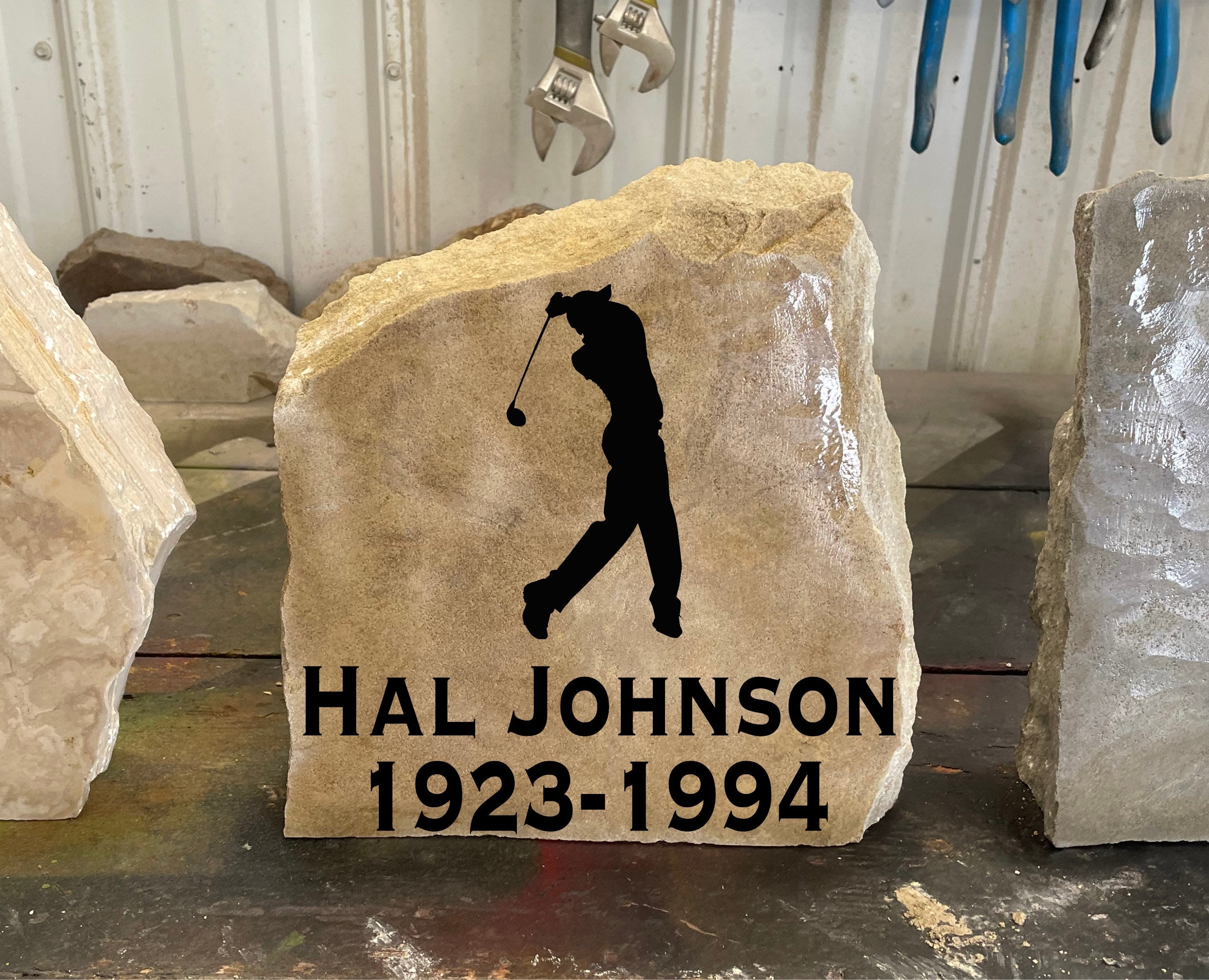 Golf Memorial Stone, in Memory of Golf Lover, Engraved Memorial Gift