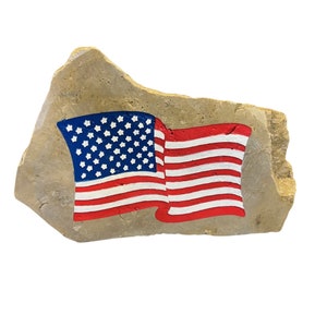 American Flag Rock Engraved, Americana Outdoor Decor, Red White And Blue, Military Gift, Patriotic Decor, Gift For Veteran, Decorative Rock