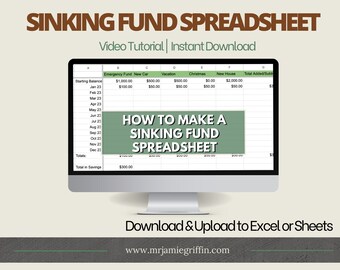 Sinking Fund Tracker Spreadsheet Google Sheets and Excel, Saving Goals Tracker, Sinking Funds Spreadsheet, Savings Tracker Spreadsheet Excel