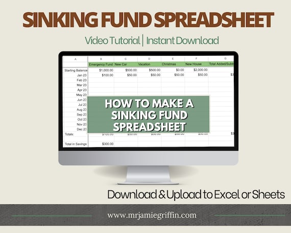 Sinking Fund Tracker Spreadsheet Google Sheets and Excel, Saving Goals Tracker, Sinking Funds Spreadsheet, Savings Tracker Spreadsheet Excel
