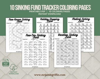 Sparziel-Tracker, Sparziel-Malbögen zum Ausdrucken, Sinking Fund Malseite, Budget Ziele Malvorlagen, Coloring Savings Challenge