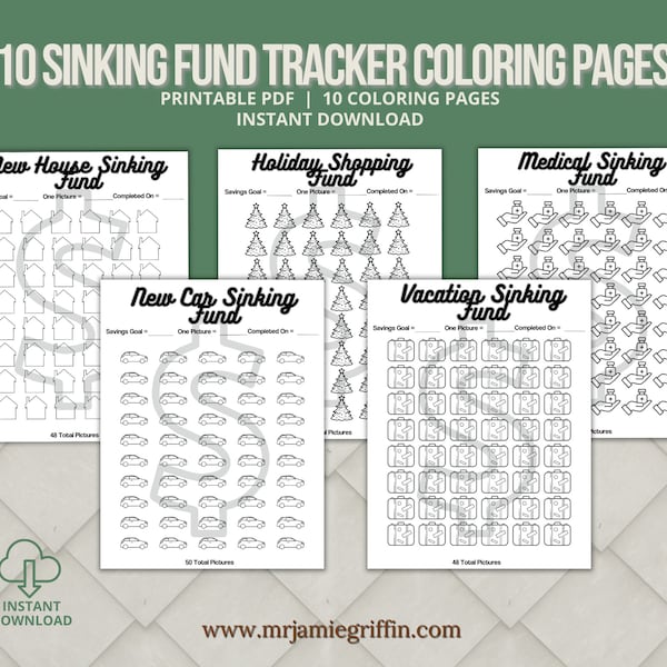 Savings Goal Tracker, Savings Goal Coloring Sheets Printable, Sinking Fund Coloring Page, Budget Goals Coloring, Coloring Savings Challenge