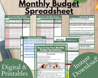 Monthly Budget Spreadsheet, Monthly Budget, Monthly Budget Google Sheets, Google Sheets Budget Spreadsheet, Zero Based Budget, Budgeting