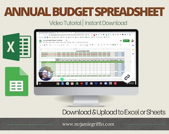 Annual Budget Spreadsheet Template, Google Sheets Budget, Excel Budget Spreadsheet, Annual Budget Spreadsheet Template, Budget Template Exce
