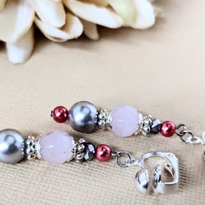 Sterling Silver Pink Pearl Clip On Earrings Dangle, Blush Earrings Bridesmaids Gift for Her, Spring Wedding Jewelry Handmade, Vintage Pearl