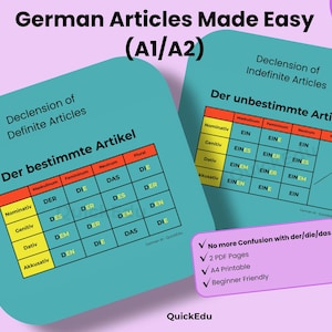 Tabla de artículos alemanes A1 A2