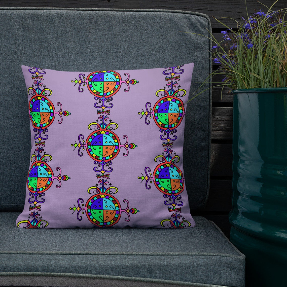 Simbi Rainbow Veve Pattern Lilac Purple Premium Pillow | Etsy