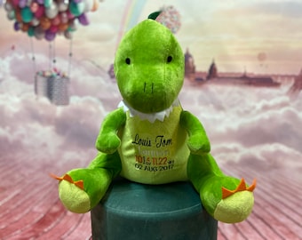 Personalized Stuﬀed Animal - Dinosaur Plush - New Baby Gift - Baby Keepsake - Birth Announcement - Dino Plush - Birth Stat Animal