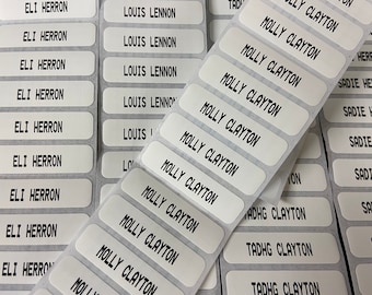 Iron On Name Labels - Custom Name Tag Fabric Clothing Labels Size Material Garment Black White Pre-Cut