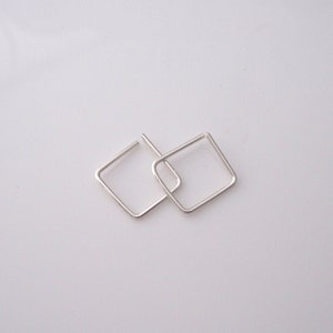Small SQUARE sleepers in sterling silver, yellow or rose gold filled wire hoops earrings, geometric pair of earrings