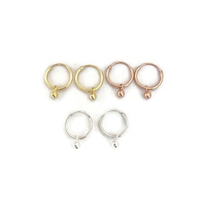 Ball charmed hoops in sterling silver, yellow or rose gold