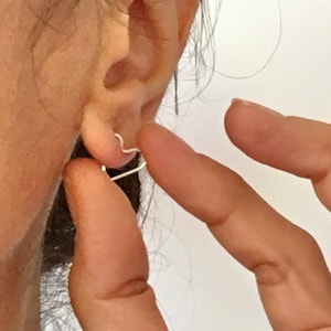 Single or a pair of small 12mm HEART sterling silver or yellow or rose gold filled wire hoops, love earring