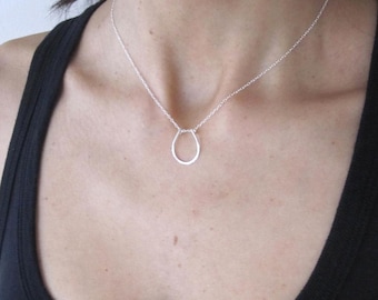 Lucky Horse shoe in sterling silver or yellow gold necklace, dainty good luck faith necklace