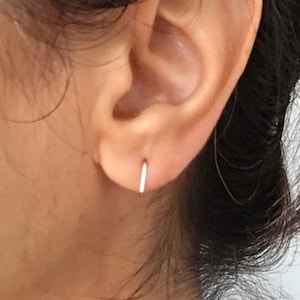 Tiny ARC ARCH U sterling silver, yellow or rose gold wire open hoops earrings, one pair of earrings