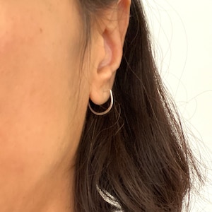 Semi circle wire hoops in solid sterling silver, 14k yellow or rose gold filled wire, a pair of hoops