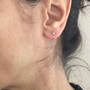 Teeny tiny 2.5mm star sterling silver stud earrings, celestial earrings