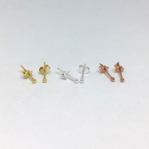 A pair of teeny tiny 2mm ball 925 sterling silver or 14k gold plated silver stud earrings, ball studs