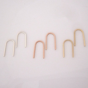 ARC ARCH U sterling silver, yellow or rose gold square wire small open hoops earrings, one pair of earrings