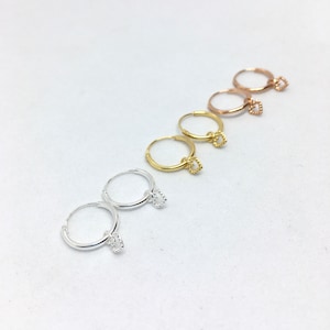 Small cutout heart charms sterling silver, yellow gold or rose gold sleepers hoops, kids, girls earrings, 12mm hoops