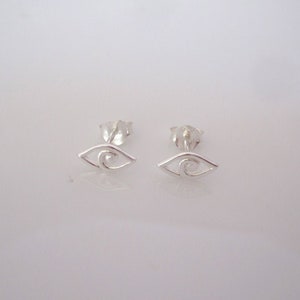 A pair of evil EYE sterling silver stud earrings, protection good luck jewelry