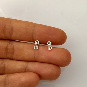 SWIRL sterling silver or yellow gold/rose gold filled earrings studs, minimalistic geometric earrings