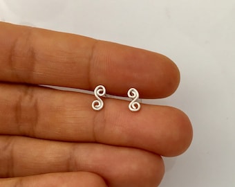 SWIRL sterling silver or yellow gold/rose gold filled earrings studs, minimalistic geometric earrings