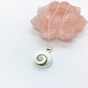 Shiva Eye shell sterling silver round pendant with chain necklace