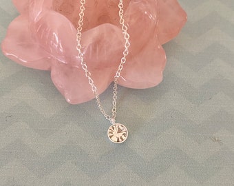 Pequeño collar de plata esterlina de piedra solitaria de cristal transparente