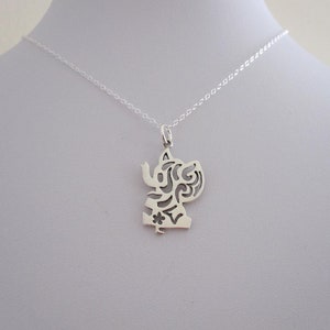 Baby elephant sterling silver pendant with necklace chain, Good Luck symbol