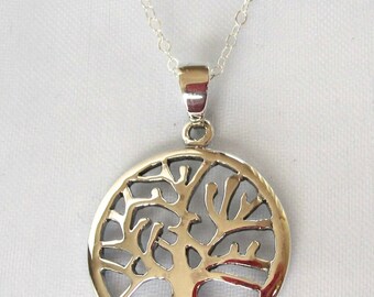 Petit pendentif rond en argent sterling avec collier