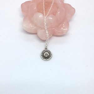 Small SUN sterling silver necklace, celestial necklace, layering necklace