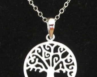 Petit pendentif rond en argent sterling avec collier