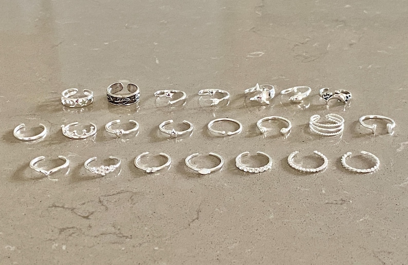 Sterling Silver Toe Ring, Midi Ring, Adjustable Ring, Little Finger ...